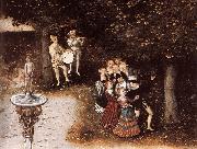 CRANACH, Lucas the Elder The Fountain of Youth (detail) dyj Sweden oil painting reproduction